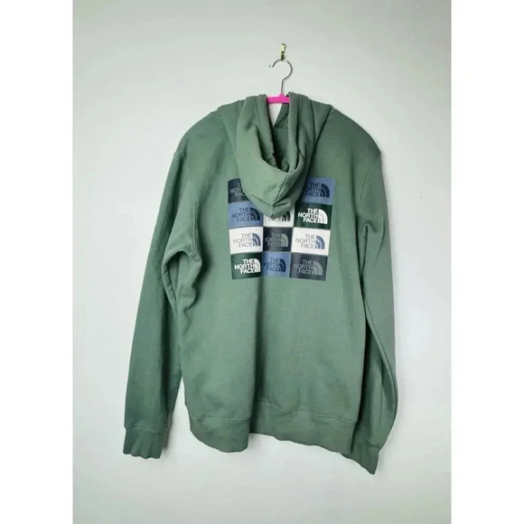 The North face Mens Medium Green Pullover Hoodie Logo Grid Back - Picture 4 of 6